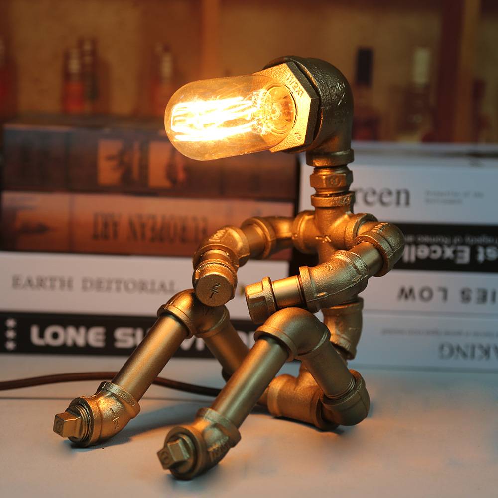 Creative Iron Tube Robot Table Lamp Water Pipe Light Retro Table Lamp for Bedroom - Premium  from MadeMine - Just $38.30! Shop now at Yard Agri Supply