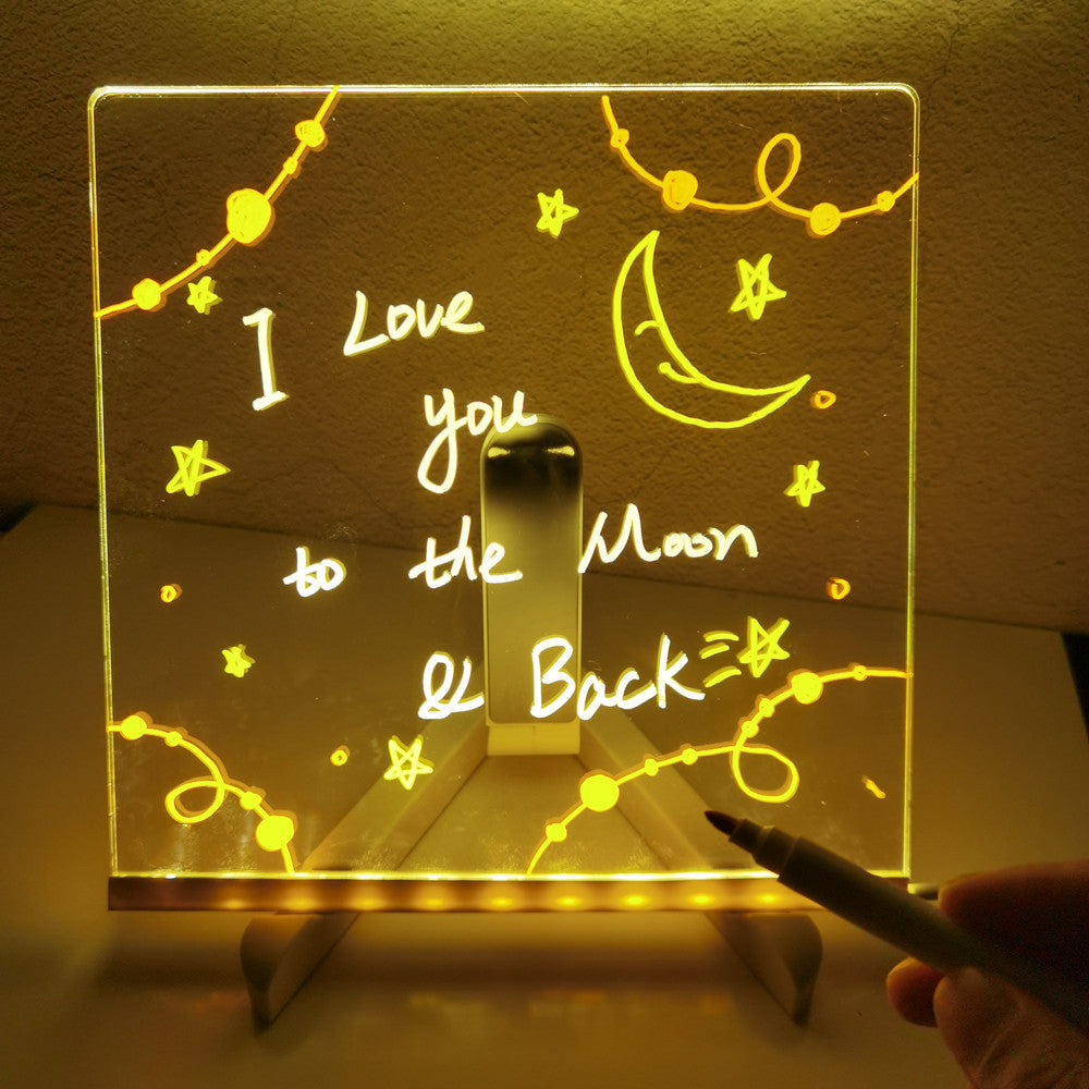 Acrylic DIY Note Board LED Night Light Creative Message Board Holiday Lamp With 7Pens USB LED Desk Lamp Note Daily Moment Painting Lamp - Premium  from cjdropshipping - Just $24.99! Shop now at Yard Agri Supply