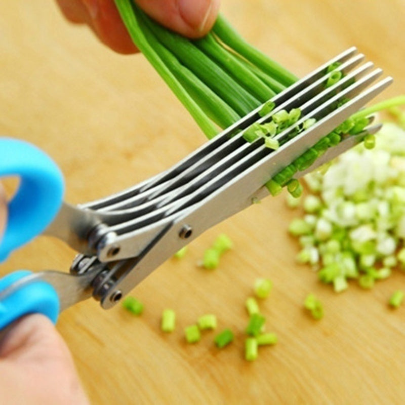 Multifunctional Multi-layer Green Onion Scissors Stainless Steel Onion Cutting Knife Herb Seaweed Spice Scissors Kitchen Scissor Kitchen Gadgets - Premium  from Yard Agri Supply - Just $9.99! Shop now at Yard Agri Supply