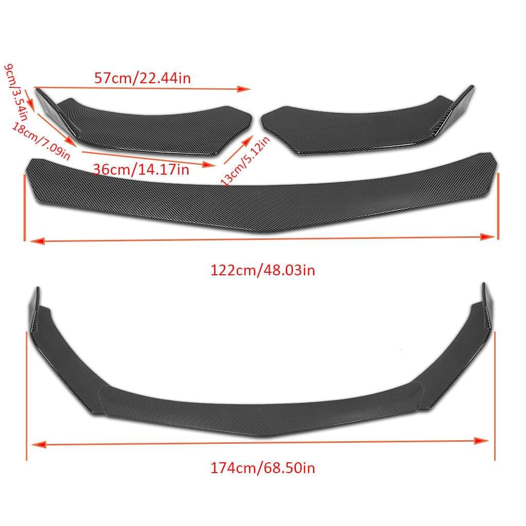 3Pcs Car Front Bumper Body Kit Addon Lip Diffuser Gloss Carbon Fiber Style US - Premium car parts from cjdropshipping - Just $185.00! Shop now at Yard Agri Supply