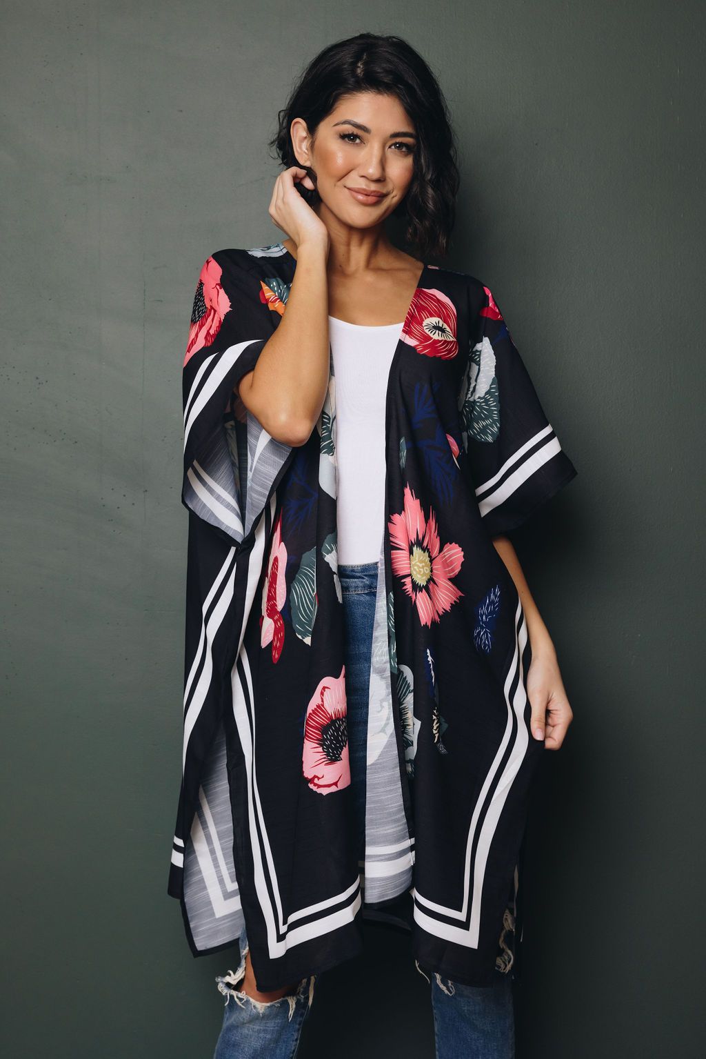 Kristen Floral Waterfall Cardigan - Premium Apparel from Stay Warm In Style - Just $52.80! Shop now at Yard Agri Supply