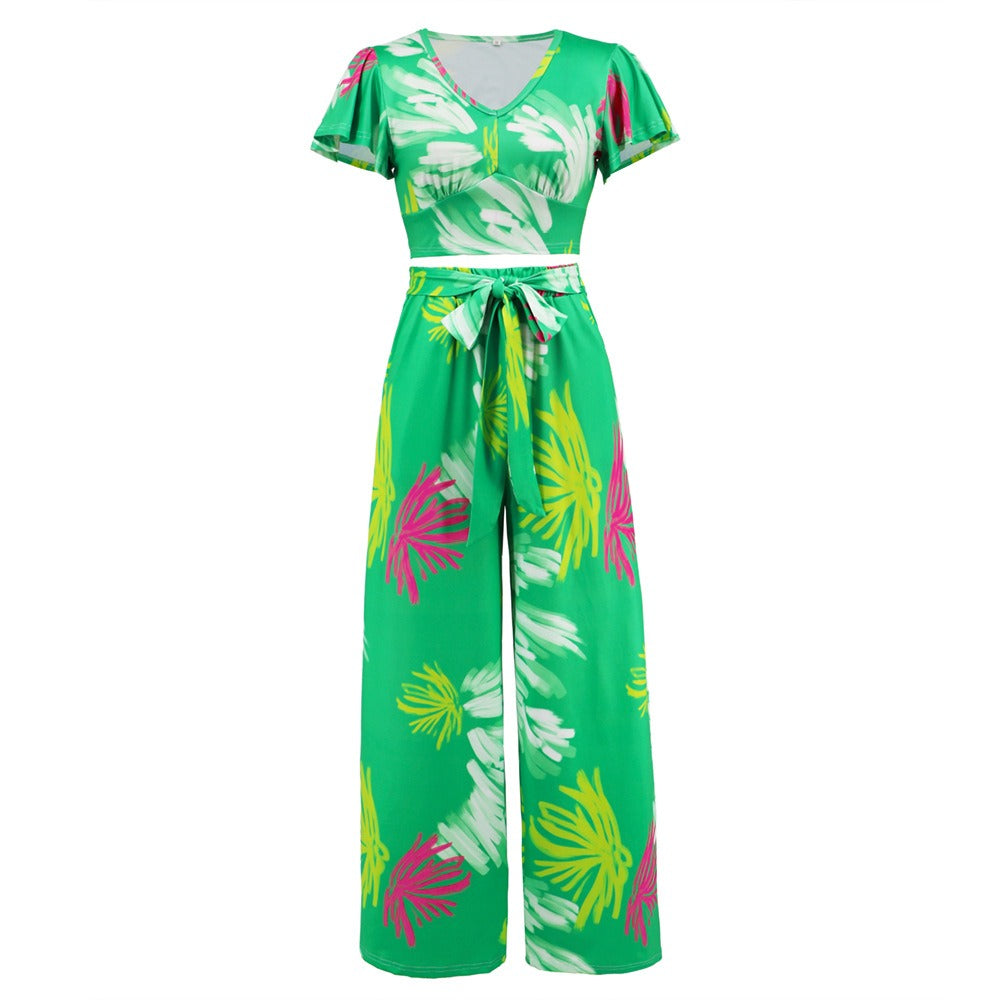 Summer New Women's Wide-Legged Pants Suit Lean Casual Temperament Skirt Pants Two-Piece Set - Premium  from eprolo - Just $35.14! Shop now at Yard Agri Supply
