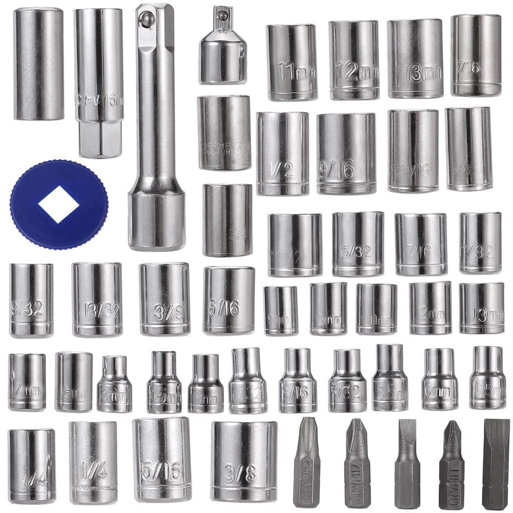52pc Ratchet & Socket Set SAE Metric 1/4 3/8 1/2Inch Drive w/Case Mechanics New - Premium car parts from cjdropshipping - Just $90.00! Shop now at Yard Agri Supply