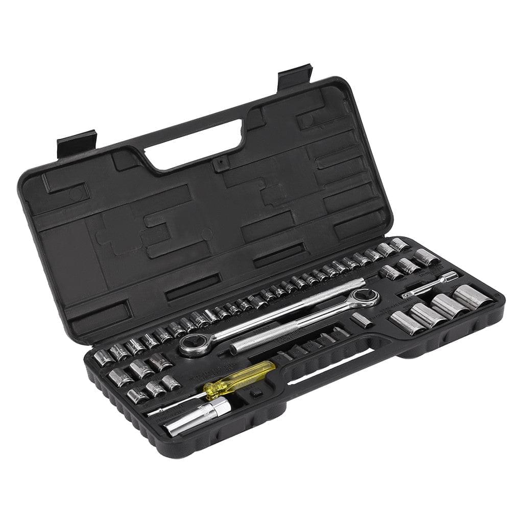 52pc Ratchet & Socket Set SAE Metric 1/4 3/8 1/2Inch Drive w/Case Mechanics New - Premium car parts from cjdropshipping - Just $90.00! Shop now at Yard Agri Supply