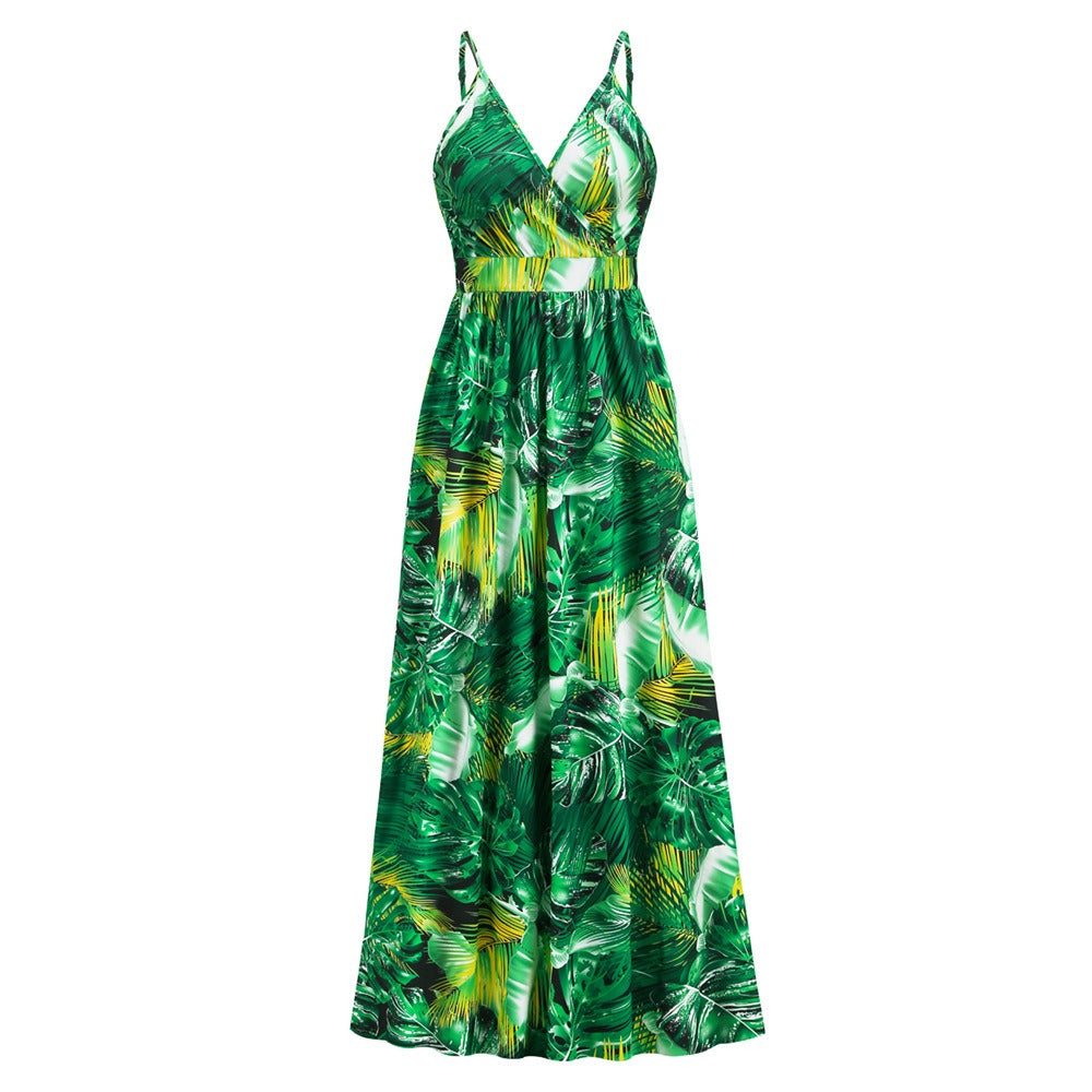 Women's New Bohemian Print Dress Long Sexy V-Neck Halter Dress - Premium  from eprolo - Just $30.90! Shop now at Yard Agri Supply
