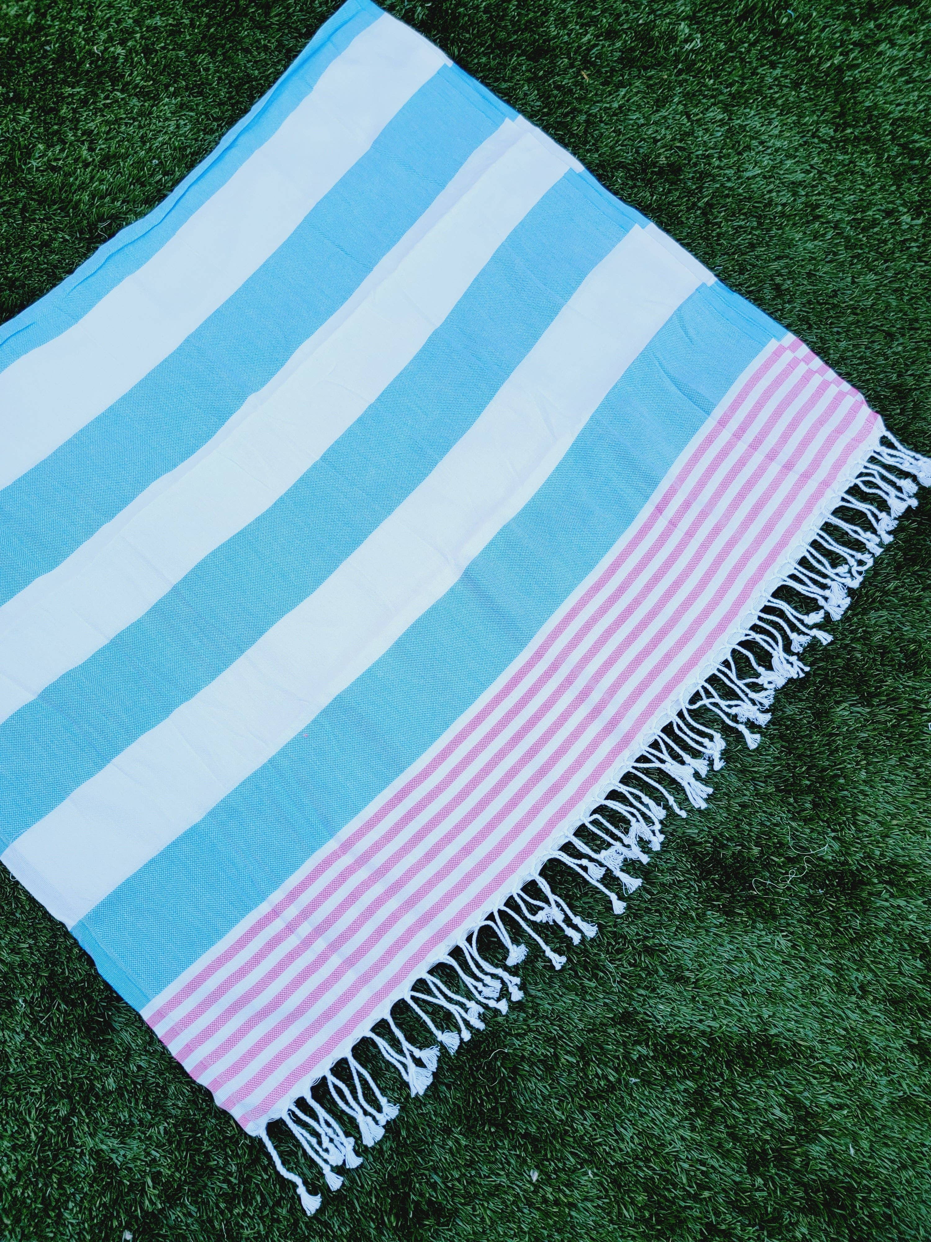 Beach/Bath Turkish Towel Easy carry Quick Dry - Blue PinkHeart - Premium Kids & Baby Catalog from EBRU Home - Just $31.97! Shop now at Yard Agri Supply