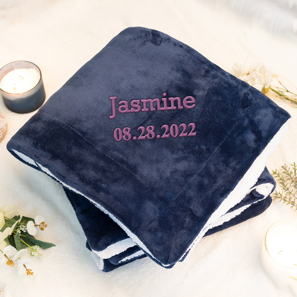 Embroidered Name Plush Throw Blanket Custom Sherpa Blanket - Premium  from Mademine - Just $27.9! Shop now at Yard Agri Supply
