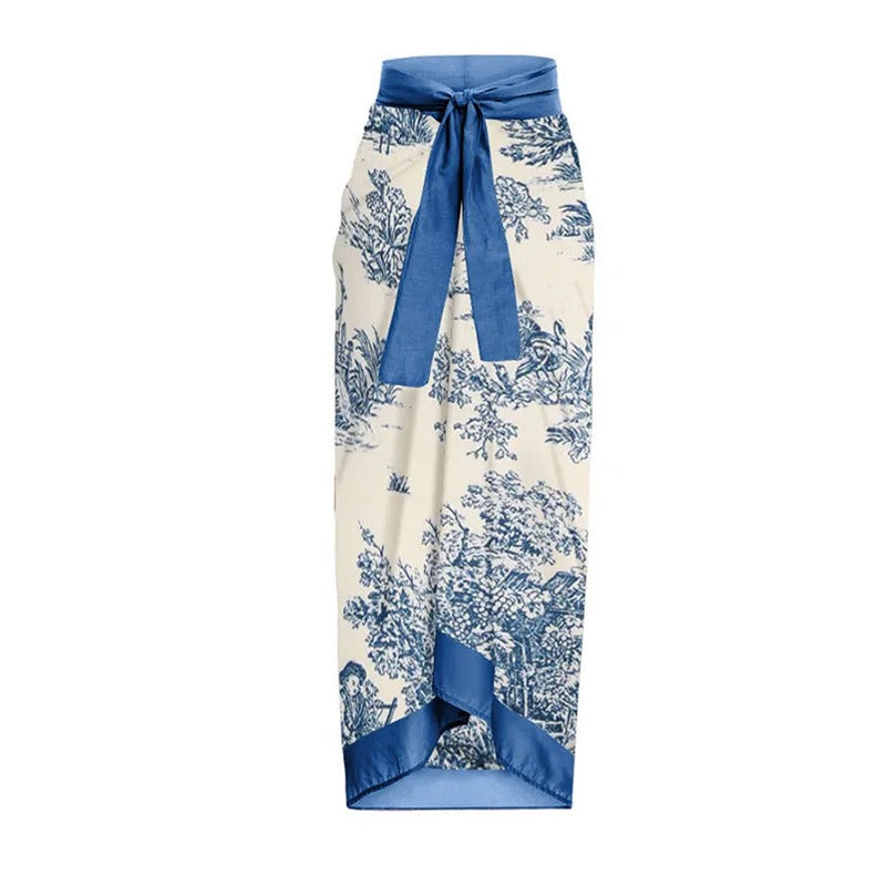 One Piece Swimsuit Women's Conservative Slim Vintage Print With Steel Support Hard Bag Swimsuit Chiffon Skirt - Premium  from eprolo - Just $23.62! Shop now at Yard Agri Supply