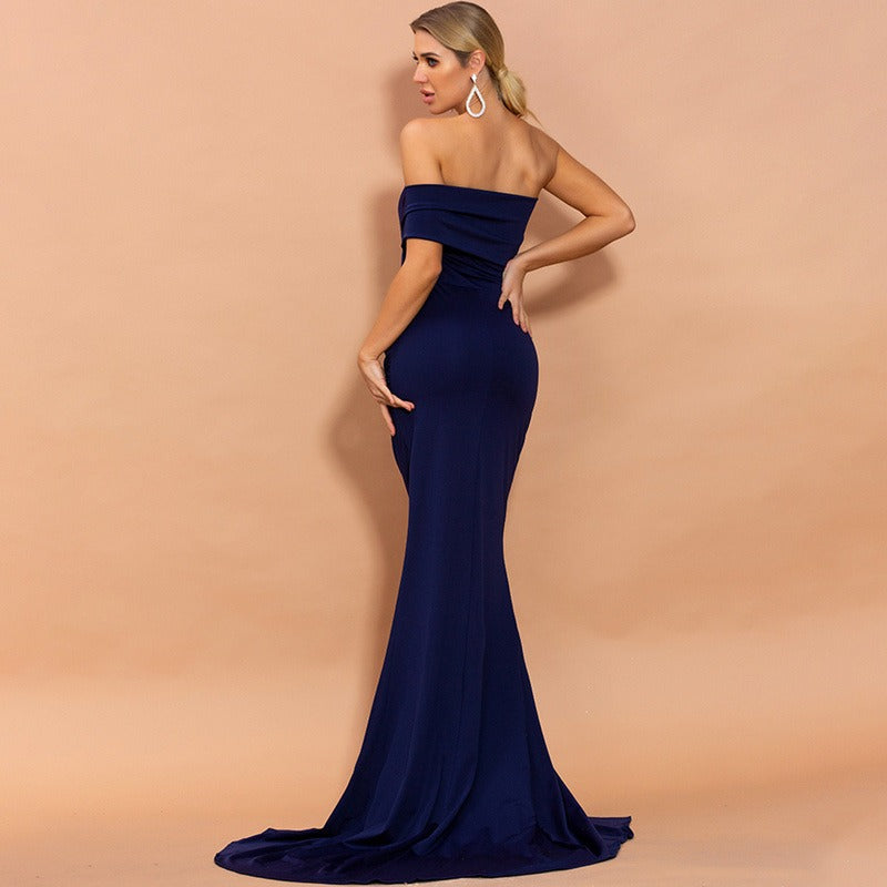 One-Shoulder Party Evening Dresses Long Fashion Slim Open Women's Annual Meeting Toast Clothes New Dresses - Premium  from eprolo - Just $88.92! Shop now at Yard Agri Supply