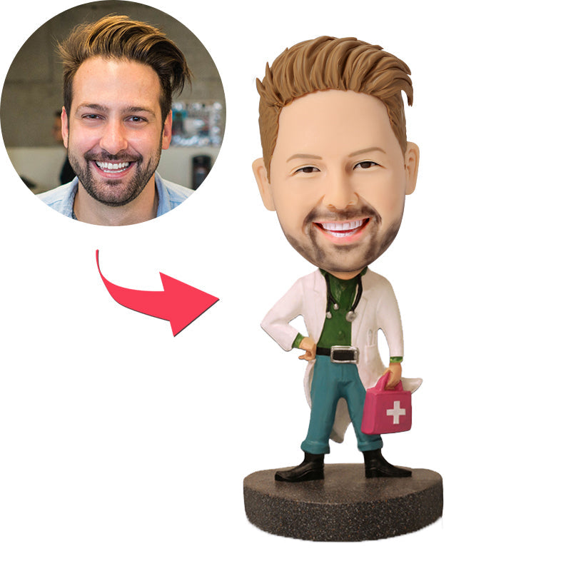 Male Doctor With Medical Kit Custom Bobblehead With Engraved Text - Premium  from Mademine - Just $63.9! Shop now at Yard Agri Supply
