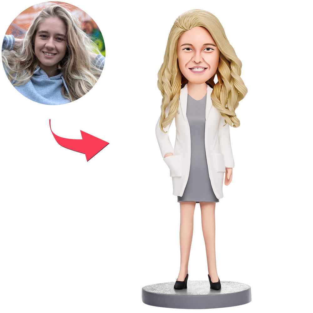 Custom Bobble Heads Female Doctor In White Dress Bobblehead - Premium  from Mademine - Just $63.9! Shop now at Yard Agri Supply