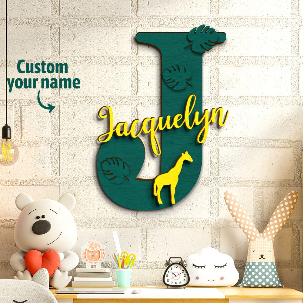 Personalized Jungle Name Sign Wooden Letter Initial Wall Plaque - Premium  from Mademine - Just $13.9! Shop now at Yard Agri Supply