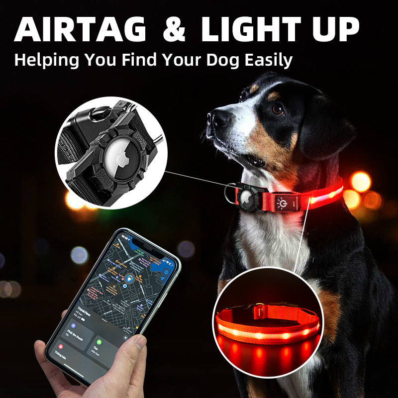 Applicable to Airtag Locator Ipx7 Waterproof Pet Collar Rechargeable Luminous Dog Collar - Premium  from eprolo - Just $19.92! Shop now at Yard Agri Supply