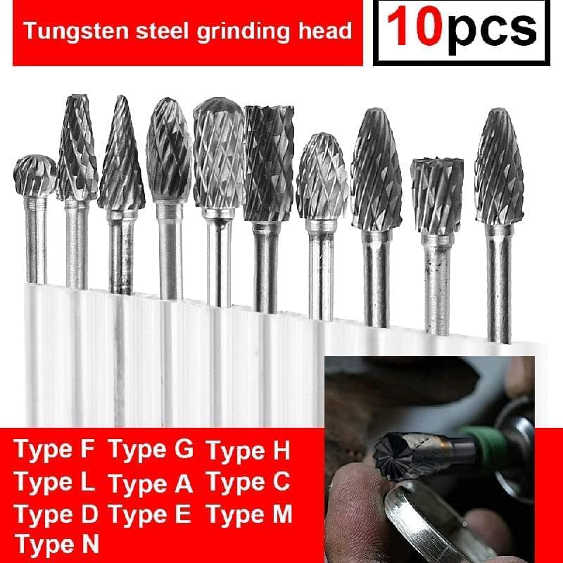 10 pcs Rotary Burr Bit Tungsten Carbide Point Die Grinder Shank Carving Set Tools - Premium  from GO DROPSHIPPING - Just $16.18! Shop now at Yard Agri Supply