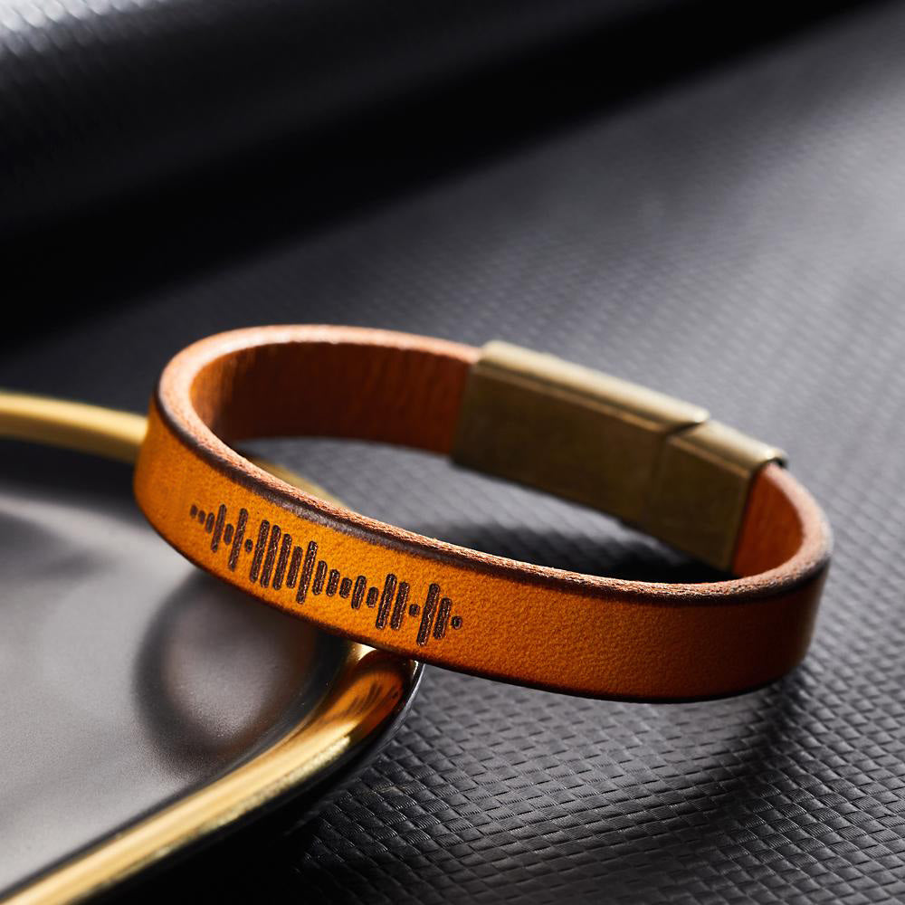 Custom Engraved Music Code Leather Bracelet with Strong Magnetic Clasp - Premium  from Mademine - Just $7.9! Shop now at Yard Agri Supply