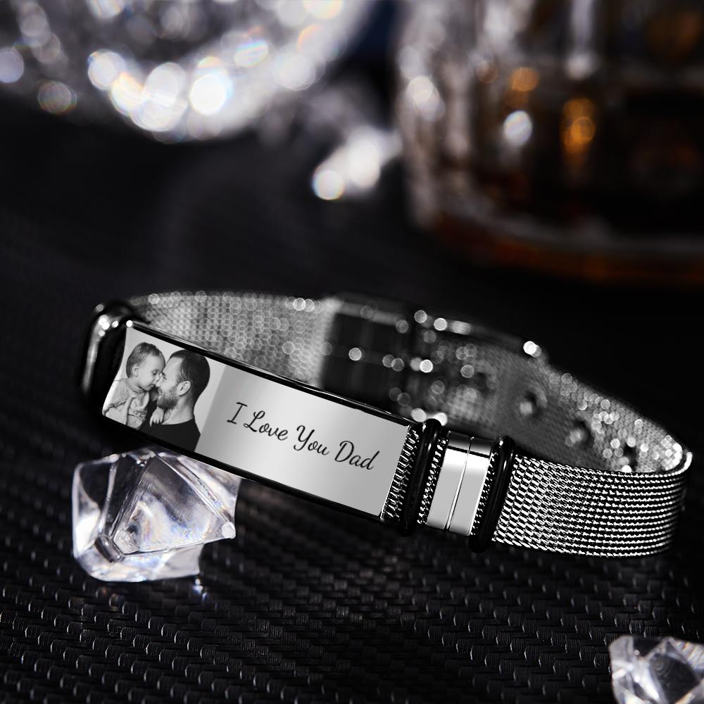 Custom Engraved Text Bracelet Stainless Steel Photo Men Bracelet Gift For Couple - Premium  from Mademine - Just $7.9! Shop now at Yard Agri Supply