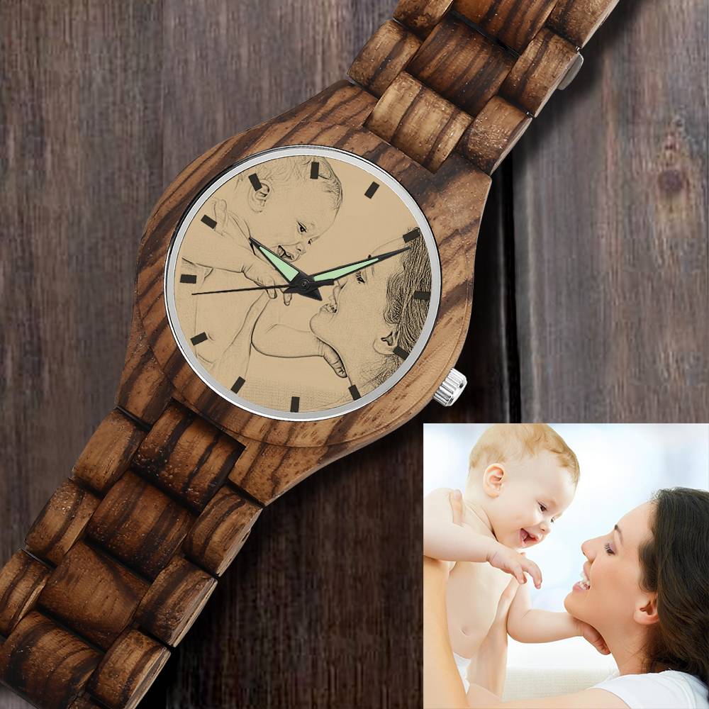 Personalized Engraved Wooden Men's Photo Watch 45mm - Premium  from Mademine - Just $49.9! Shop now at Yard Agri Supply