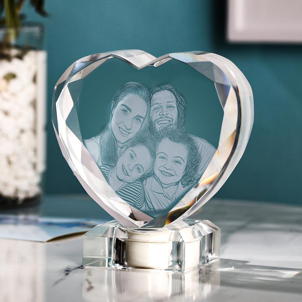 3D Laser Engraved Heart Crystal Photo Frame with Light Up LED Base - Premium  from Mademine - Just $49.9! Shop now at Yard Agri Supply