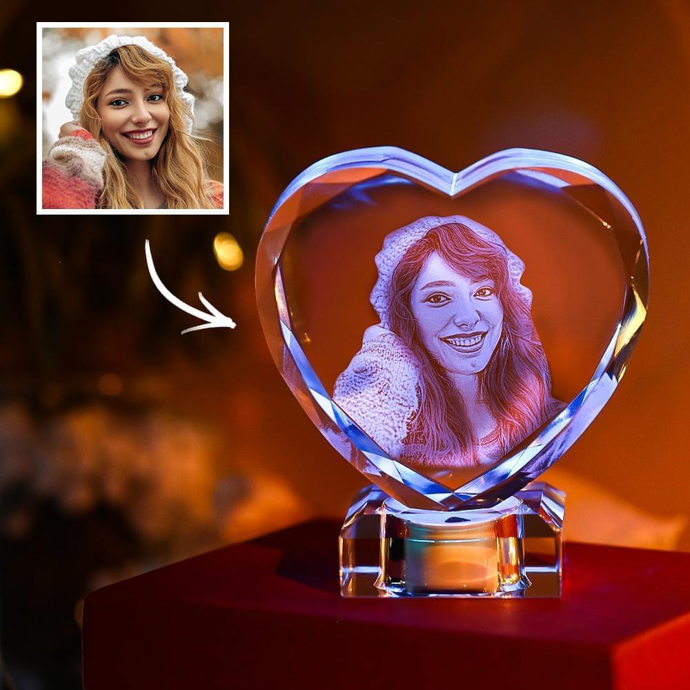 3D Laser Engraved Heart Crystal Photo Frame with Light Up LED Base - Premium  from Mademine - Just $49.9! Shop now at Yard Agri Supply