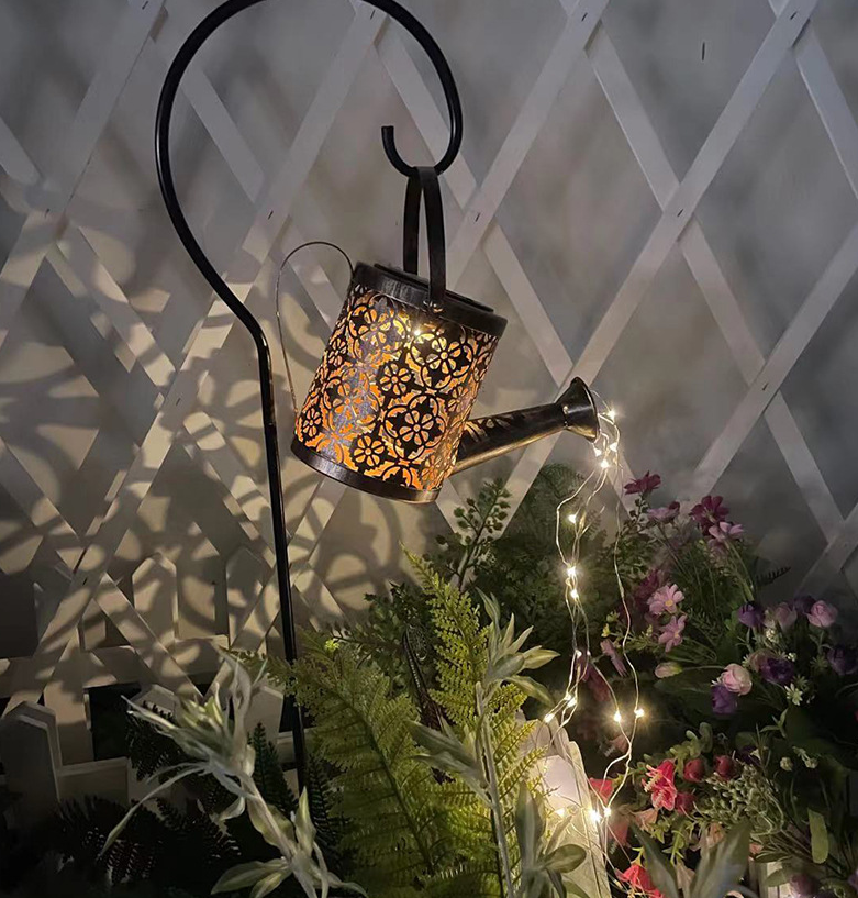Enchanted Watering Can Outdoor Solar Watering Can Ornament Lamp Garden Art Light Decoration Hollow-out Iron Shower LED Lights - Premium Garden from cjdropshipping - Just $48.08! Shop now at Yard Agri Supply
