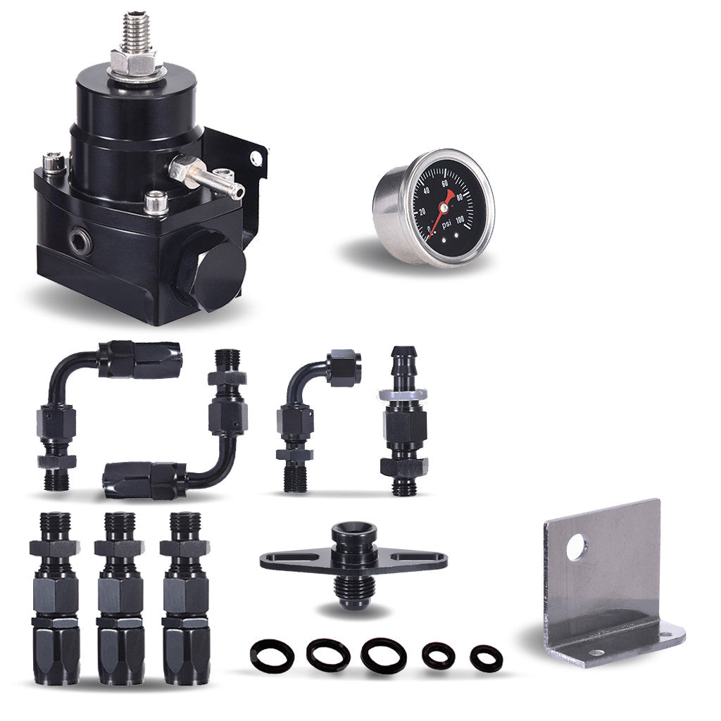 Black Adjustable Fuel Pressure Regulator Kit AN 6 Fitting End Universal - Premium car parts from cjdropshipping - Just $355.71! Shop now at Yard Agri Supply