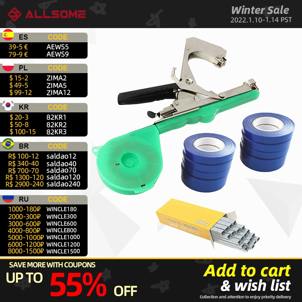 Tying Plant Tapener +10 Rolls Tape Set - Premium  from Yard Agri Supply - Just $56.36! Shop now at Yard Agri Supply